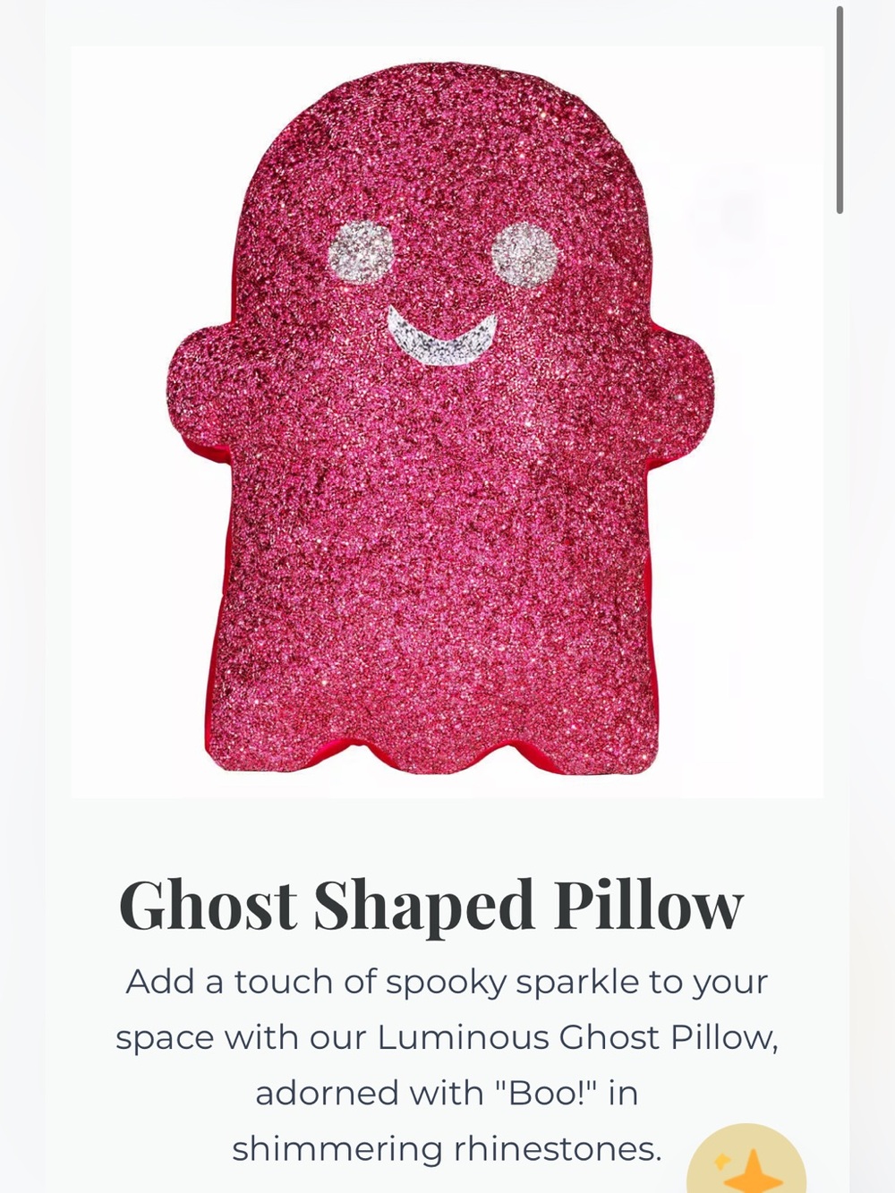 Sparkles ghost rhinestone pillow
